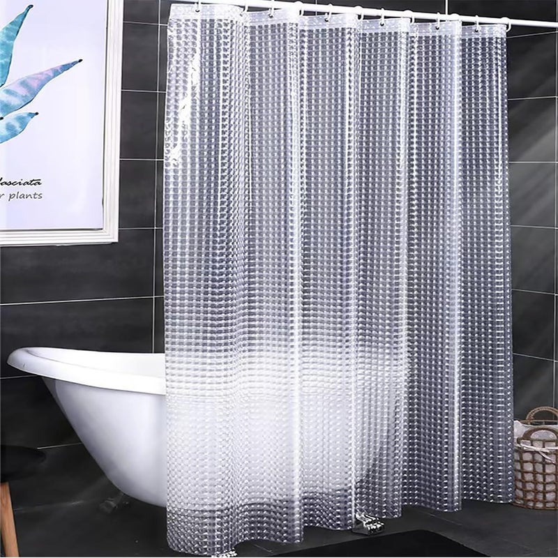 jssablo Clear Shower Curtain Liner, 100% Waterproof EVA 3D Shower Curtains with 3 Duty Heavy Bottom Magnets and 12 Rust Proof Grommets, 72x72 Weighted Shower Liner for Shower Stall, Bathtubs - Image 1